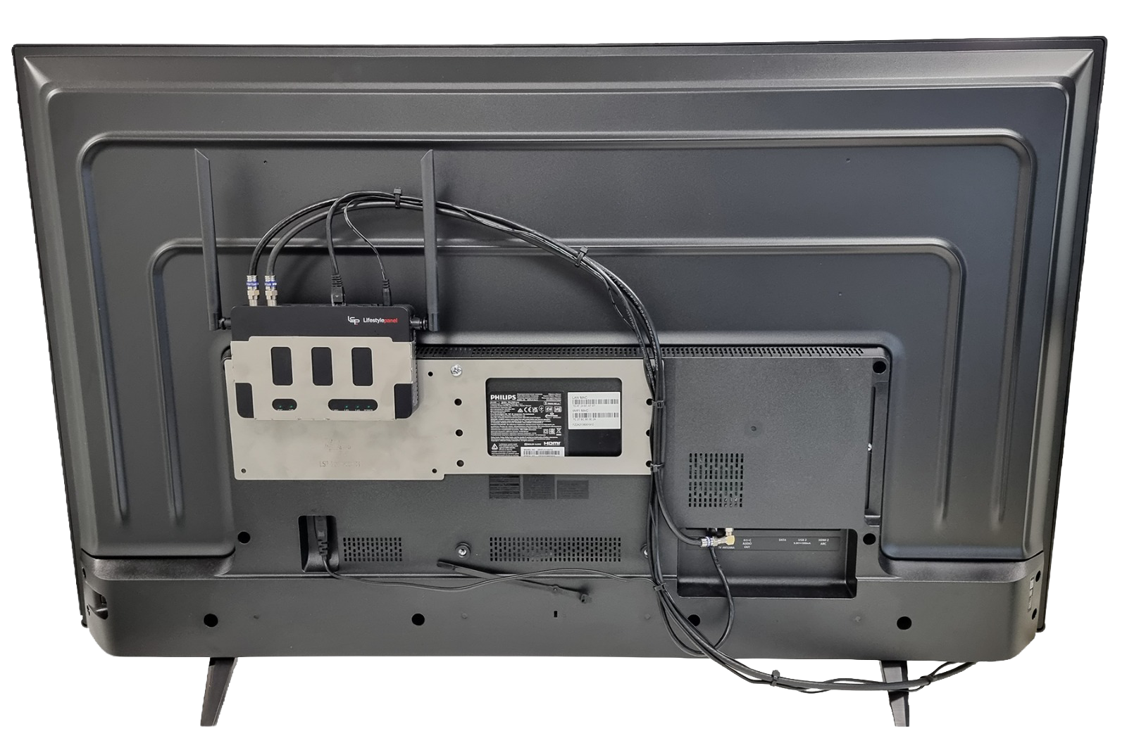 LSPeoc client device mounted behind a TV